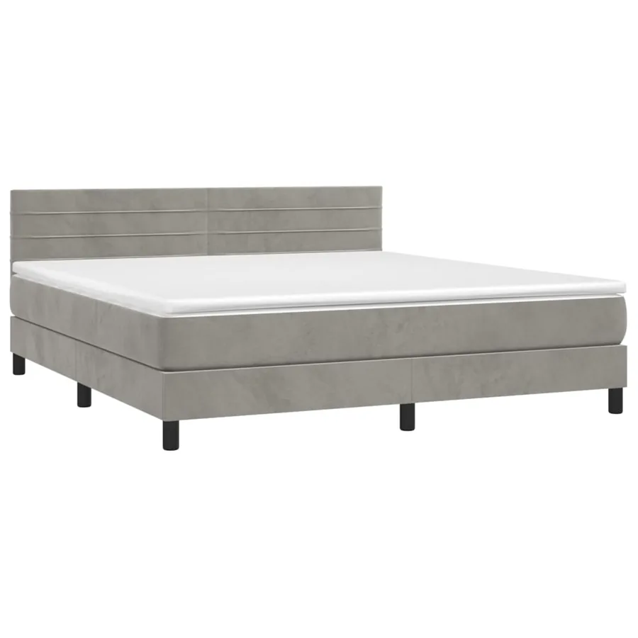Sommier à lattes de lit et matelas Gris clair 180x200cm Velours - 3