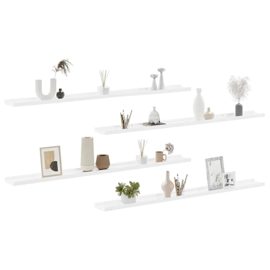 Étagères murales 4 pcs Blanc brillant 115x9x3 cm - 4