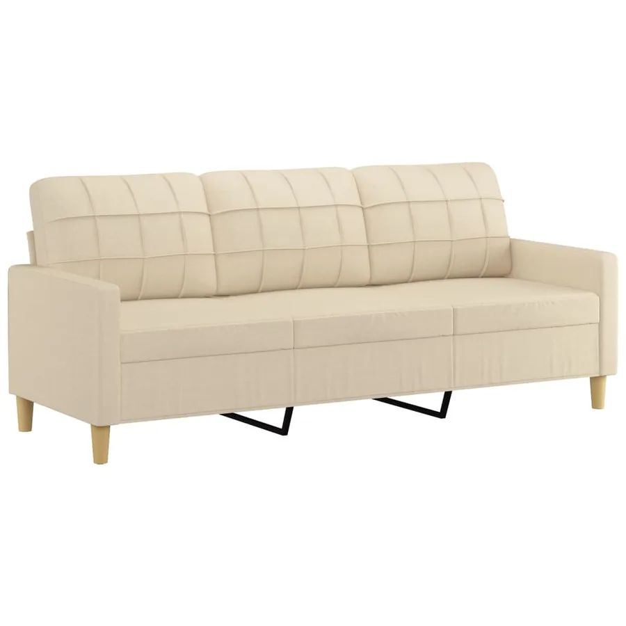 Canapé à 3 places avec repose-pieds Crème 180 cm Tissu - 4