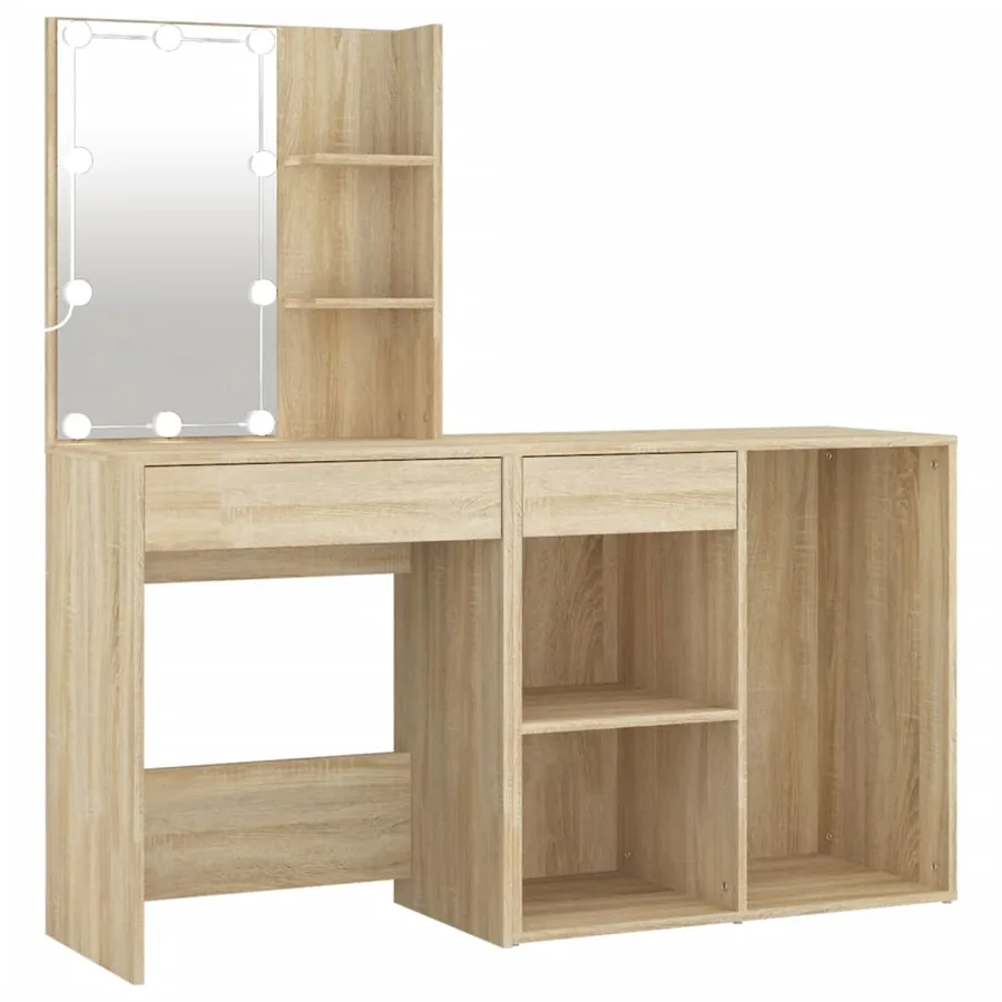 Coiffeuse à LED avec armoire Chêne sonoma Bois d'ingénierie - 2