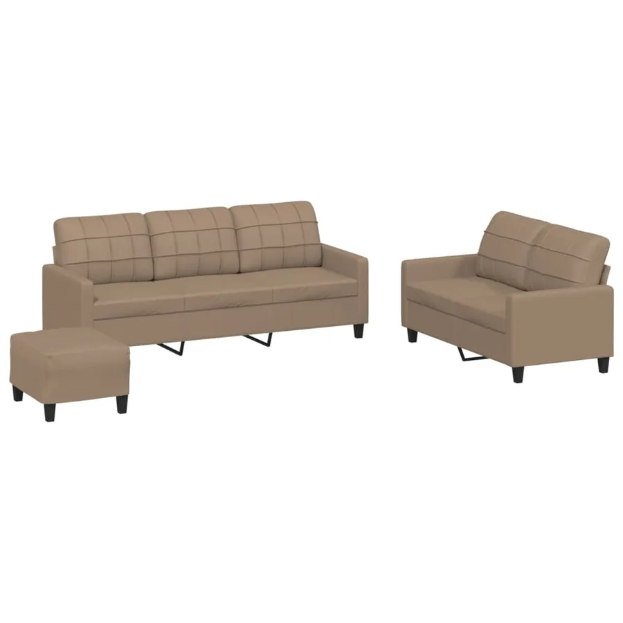 Ensemble de canapés 3 pcs avec coussins Cappuccino Similicuir - 2