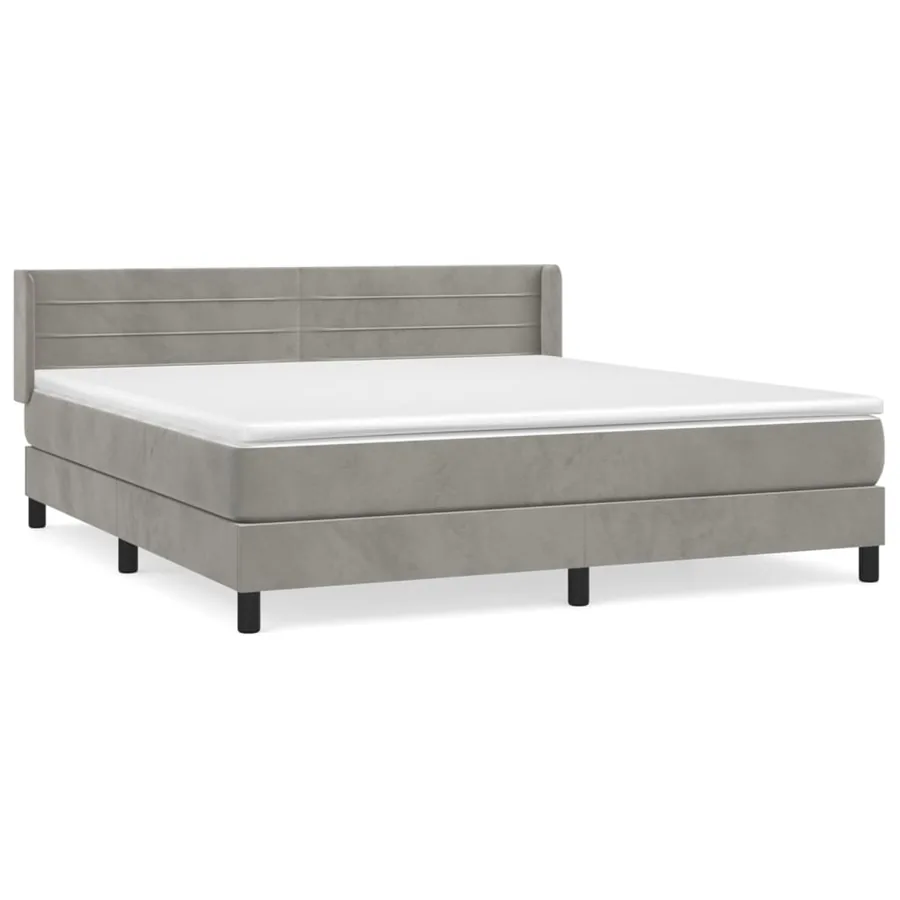 Sommier à lattes de lit et matelas Gris clair 180x200cm Velours - 2