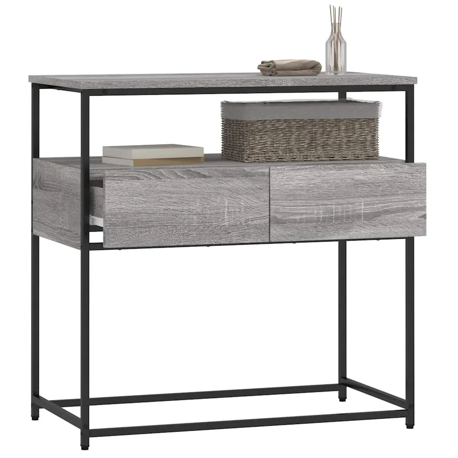 Table console sonoma gris 75x40x75 cm bois d'ingénierie - 4