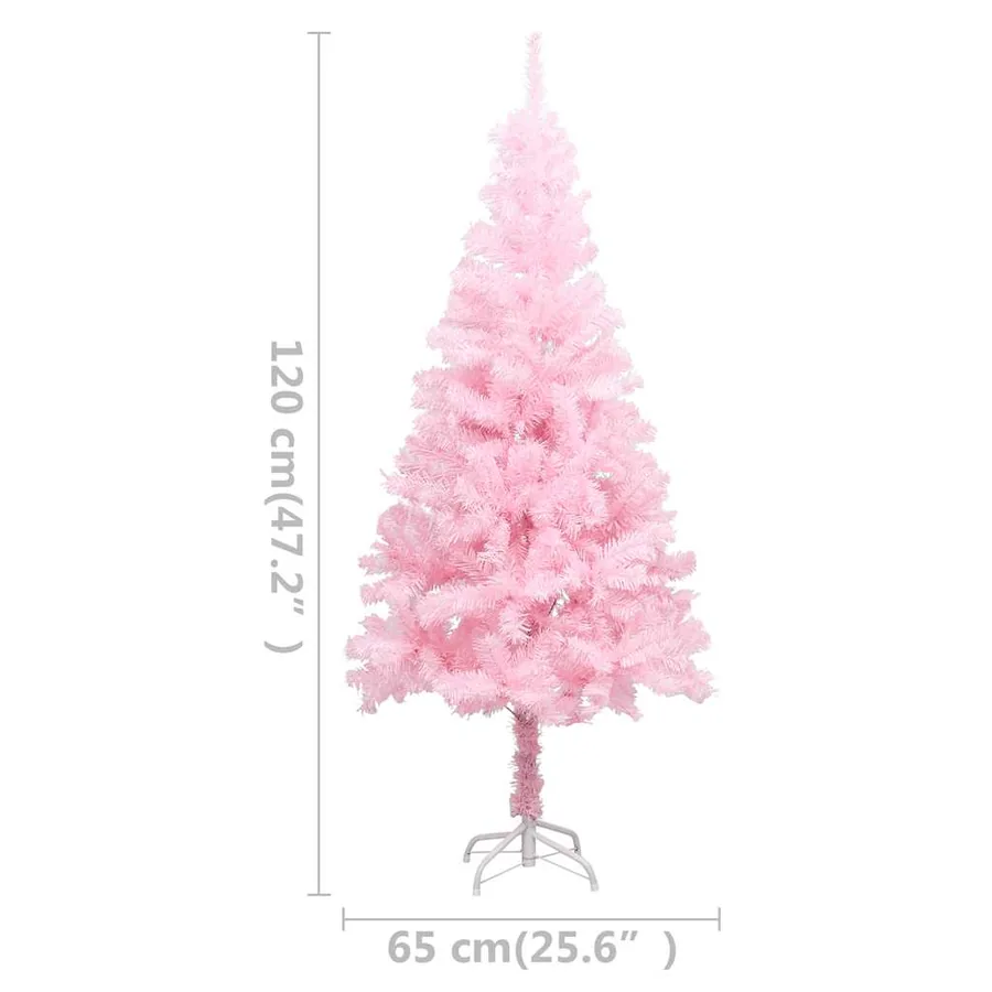 Arbre de Noël artificiel pré-éclairé et boules rose 120 cm PVC - 14