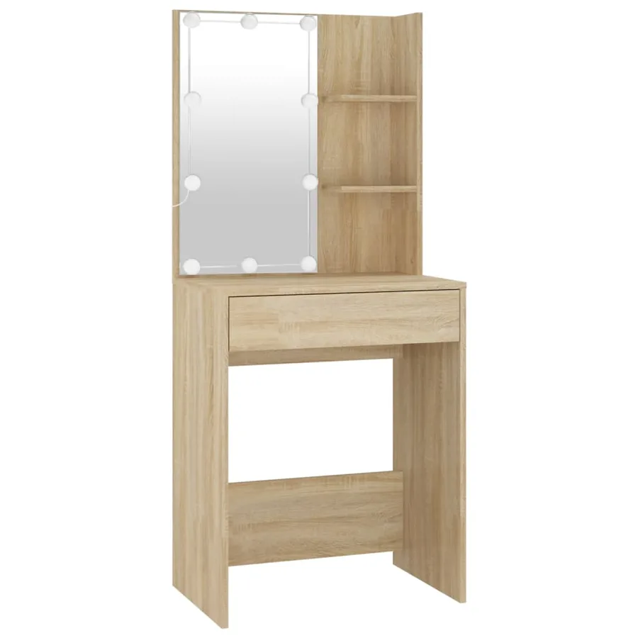 Coiffeuse à LED avec 2 armoires Chêne sonoma Bois d'ingénierie - 8