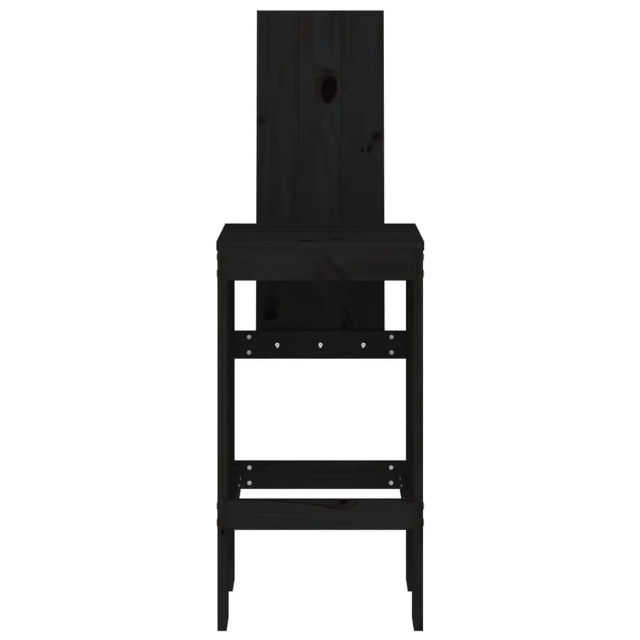Tabourets de bar lot de 2 noir 40x42x120 cm bois massif de pin - 4