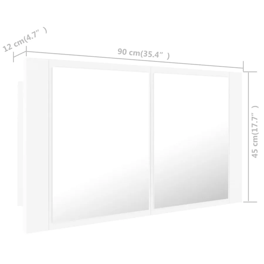 Armoire salle de bain à miroir LED Blanc 90x12x45 cm Acrylique - 16