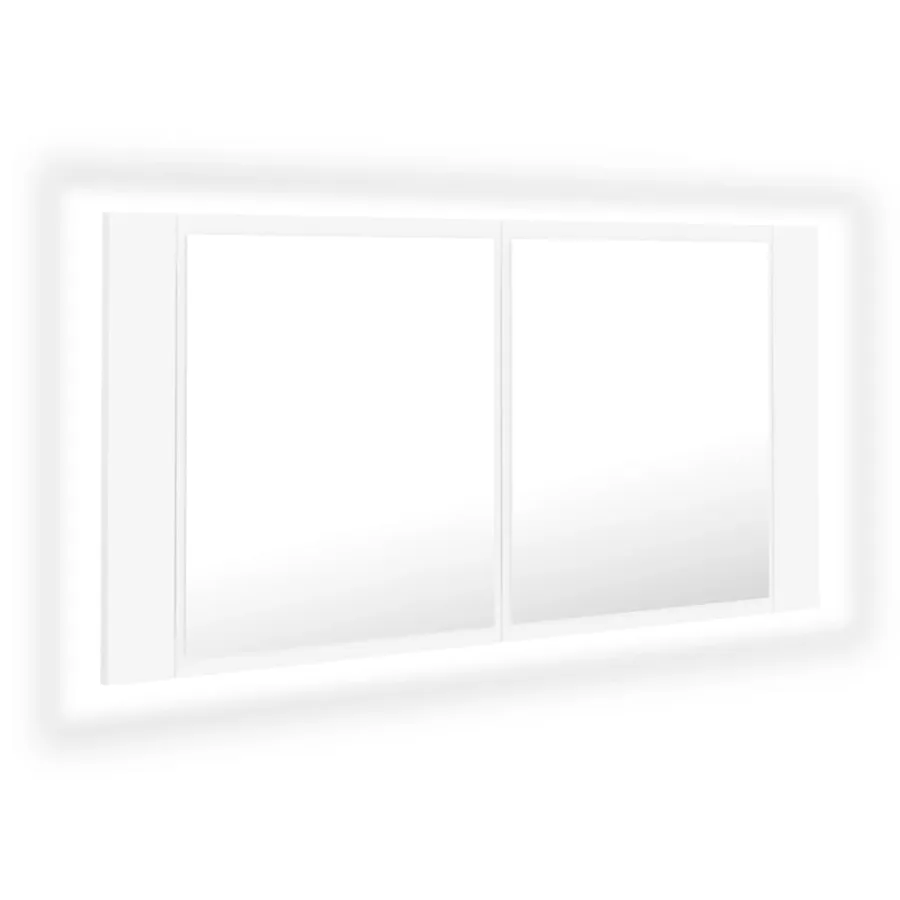 Armoire salle de bain à miroir LED Blanc 90x12x45 cm Acrylique - 2