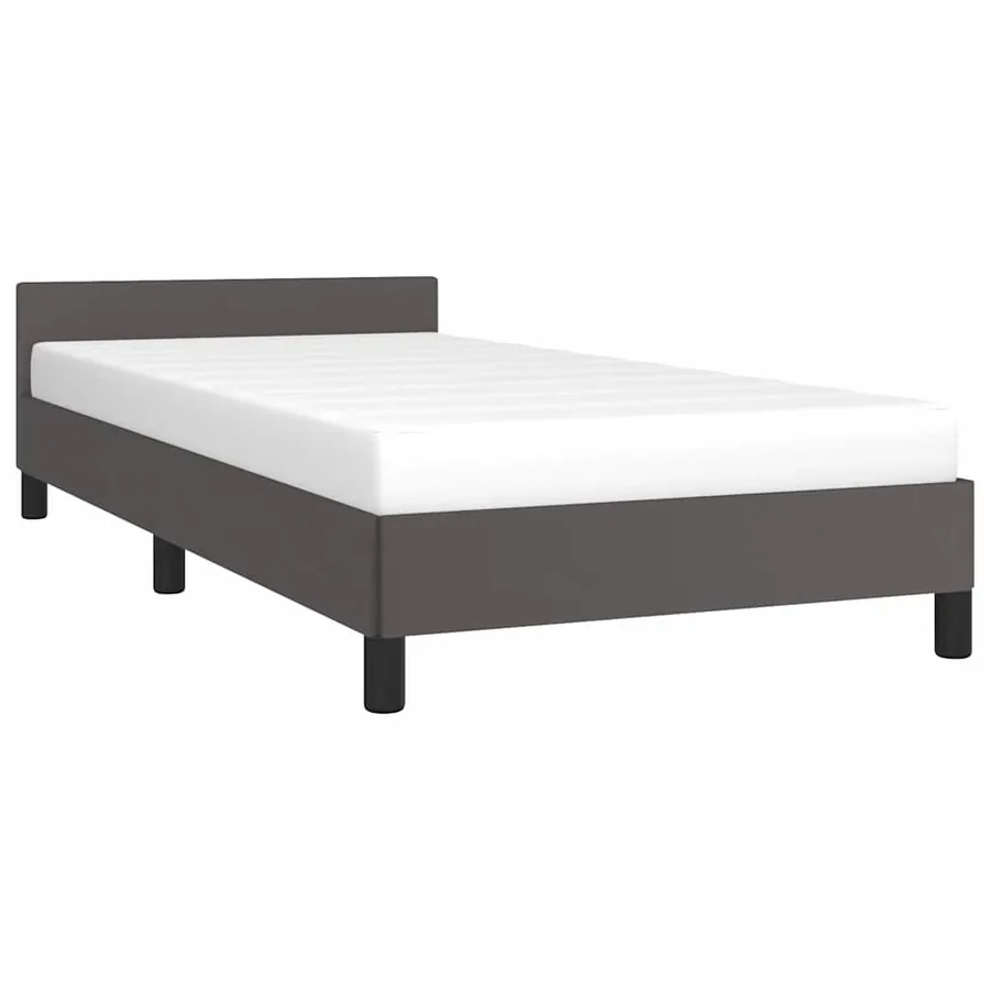 Cadre de lit avec tête de lit sans matelas gris 90x190 cm - 3
