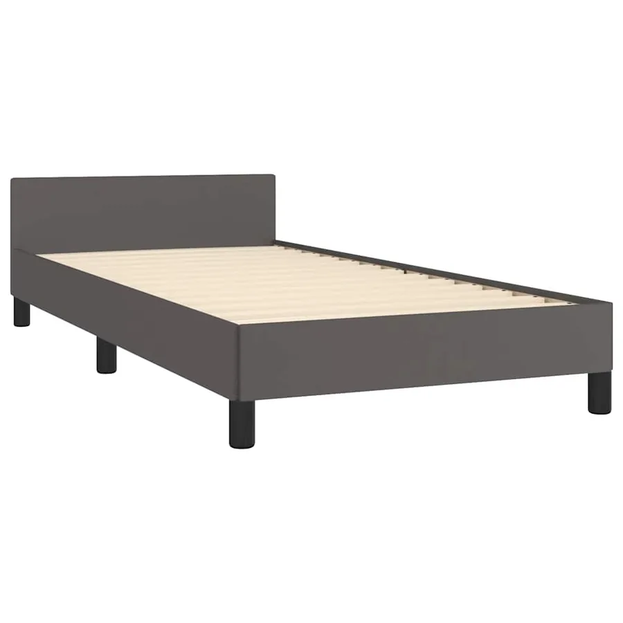 Cadre de lit avec tête de lit sans matelas gris 90x190 cm - 4