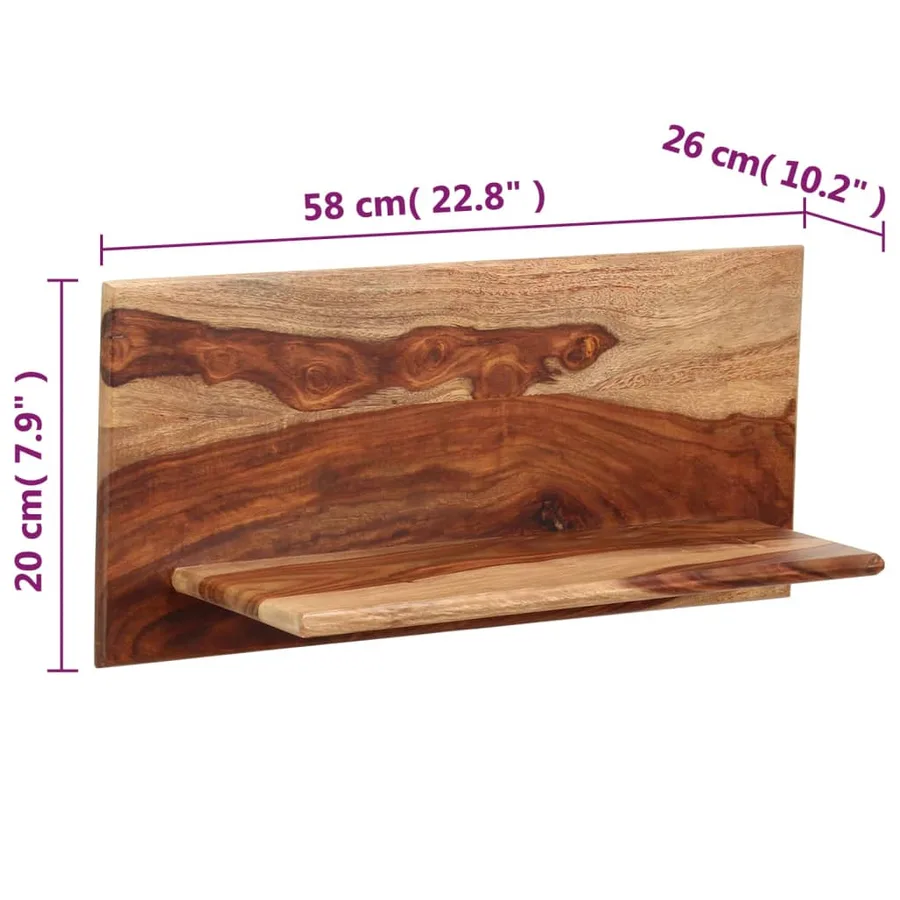 Étagères murales 2 pcs 58 x 26 x 20 cm Bois massif - 7