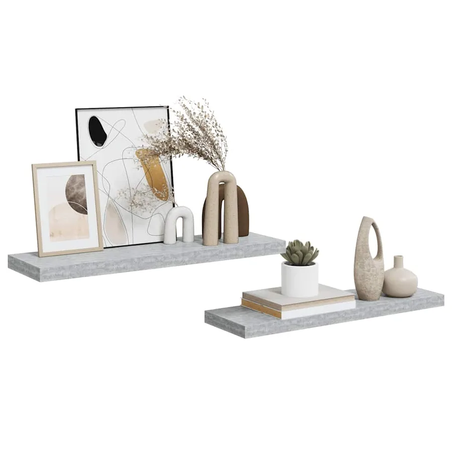 Étagères murales flottantes 2 pcs gris béton 80x23,5x3,8 cm MDF - 5