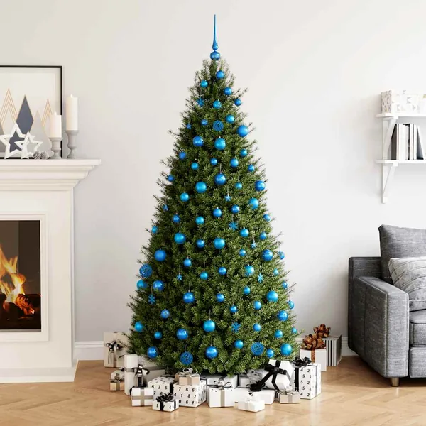 Ensemble de boules de Noël 111 pièces bleu polystyrène