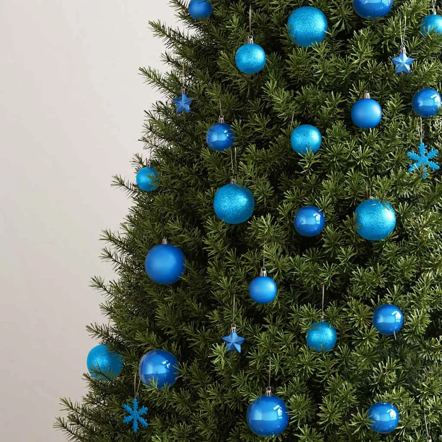 Ensemble de boules de Noël 111 pièces bleu polystyrène - 3