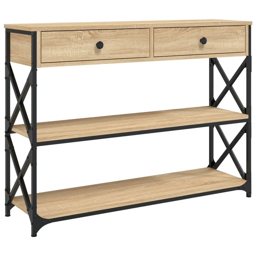 Table console chêne sonoma 100x28x75 cm bois d'ingénierie - 2