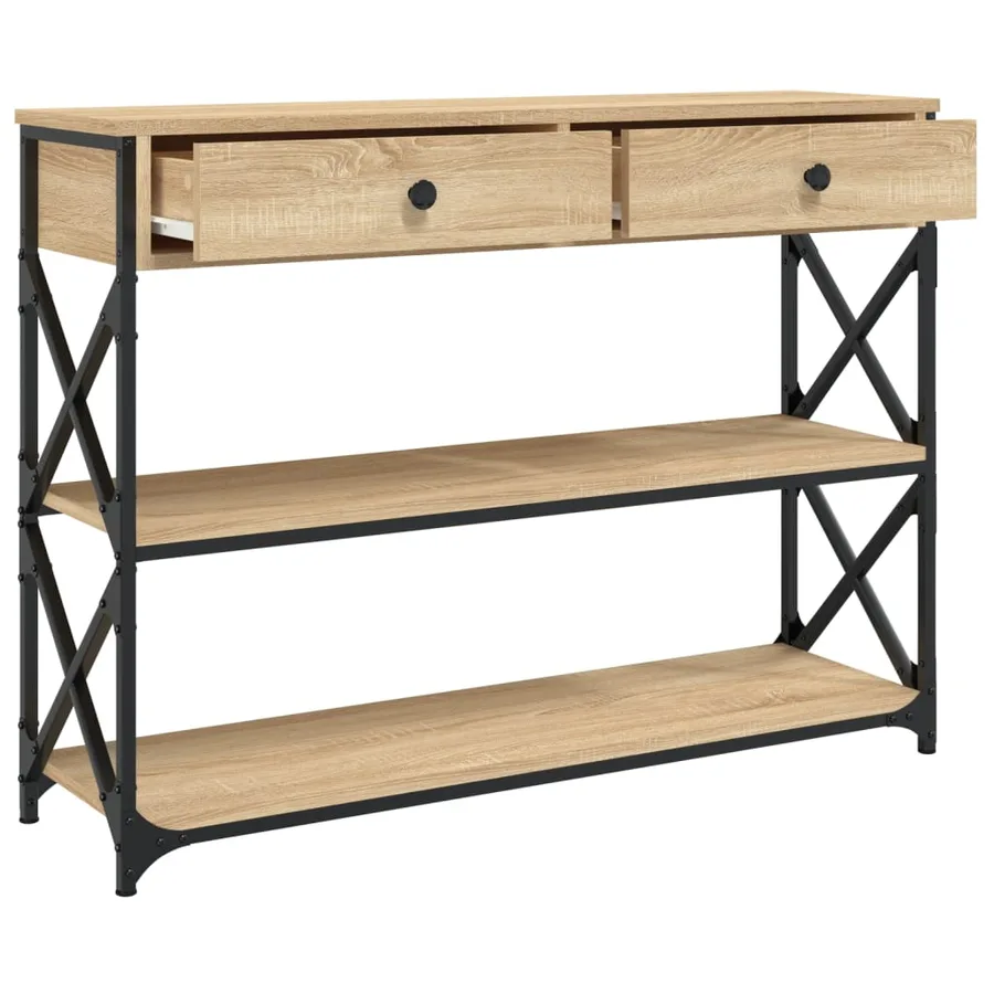 Table console chêne sonoma 100x28x75 cm bois d'ingénierie - 5