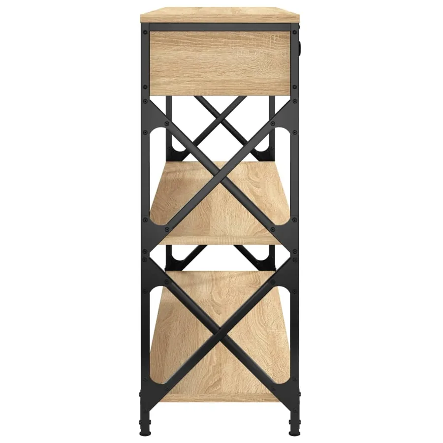 Table console chêne sonoma 100x28x75 cm bois d'ingénierie - 7