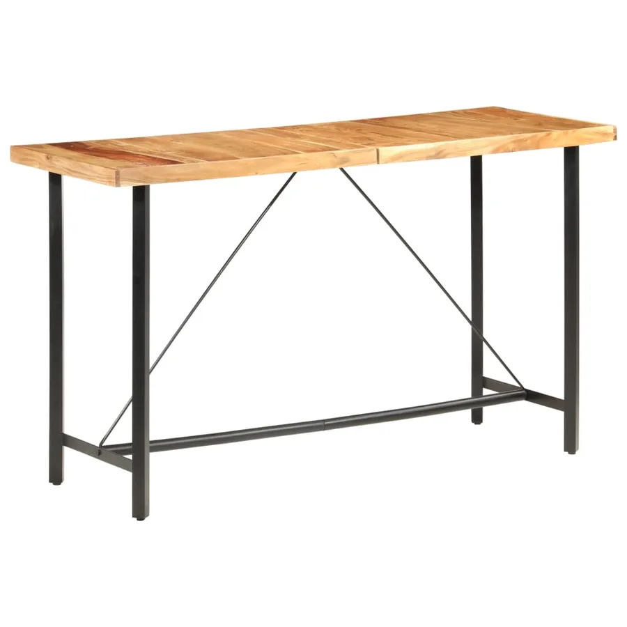 Ensemble de bar 9 pcs Bois d'acacia solide et cuir véritable - 19