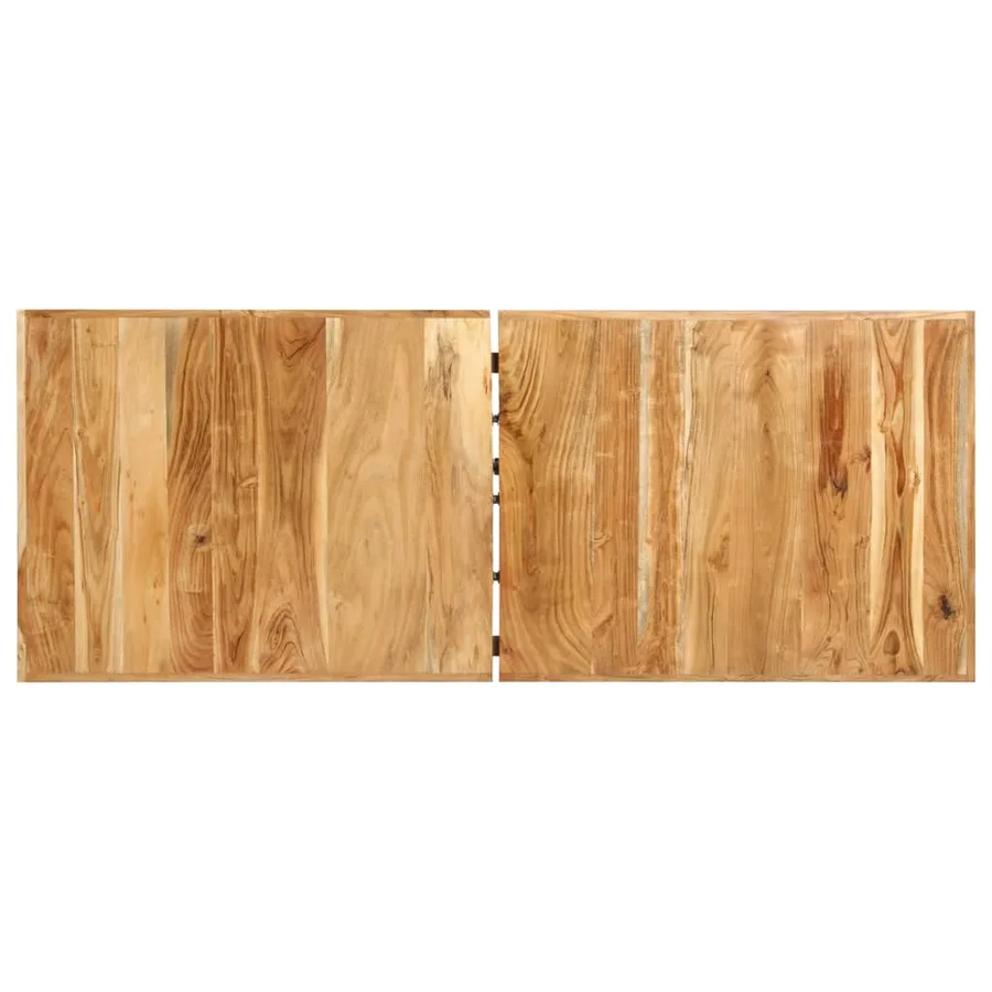 Ensemble de bar 9 pcs Bois d'acacia solide et cuir véritable - 5