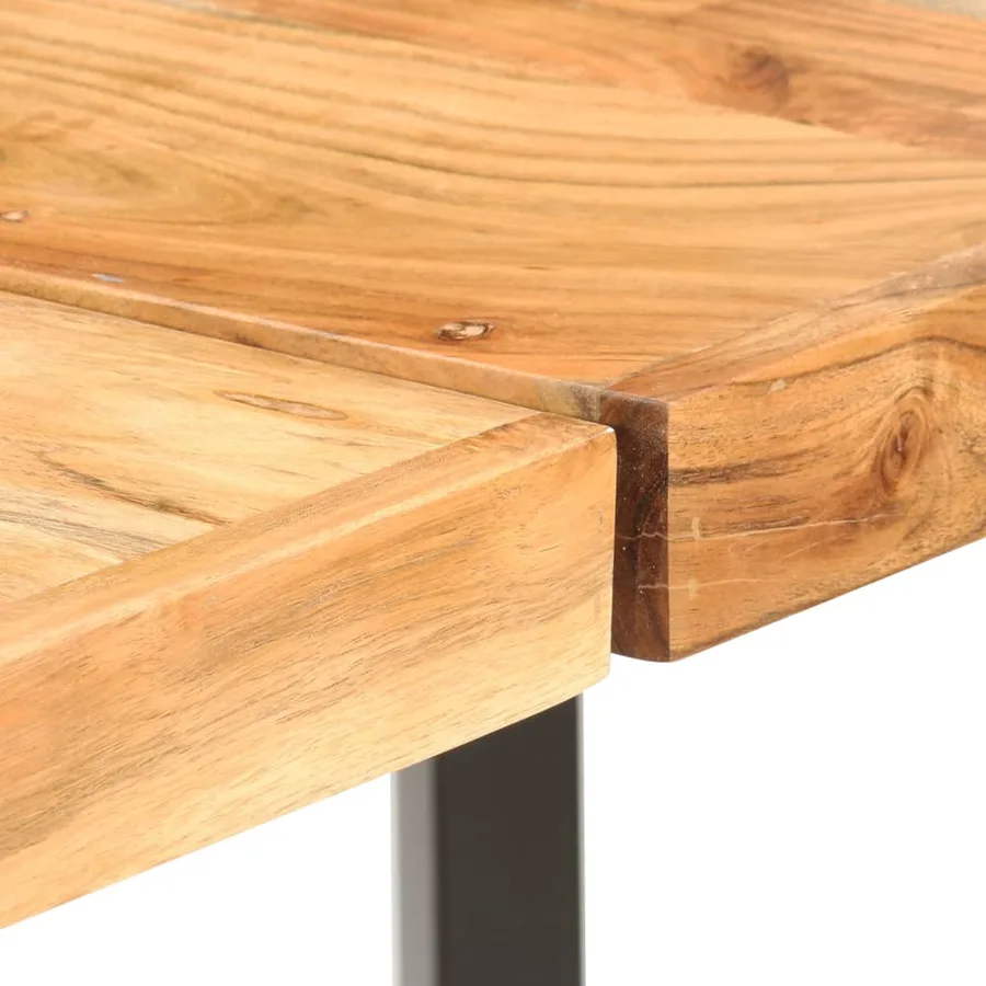 Ensemble de bar 9 pcs Bois d'acacia solide et cuir véritable - 6