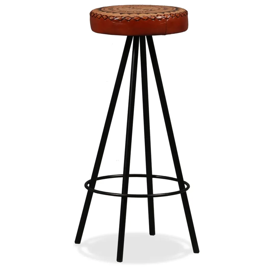 Ensemble de bar 9 pcs Bois d'acacia solide et cuir véritable - 9