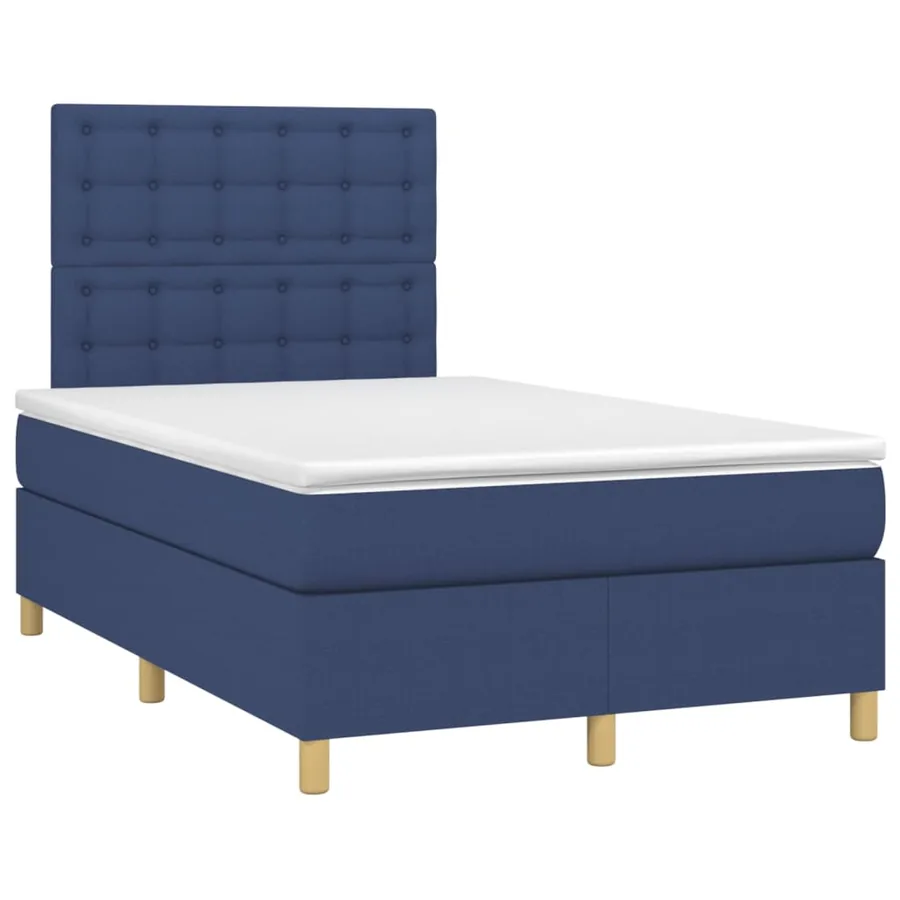 Sommier à lattes de lit et matelas et LED Bleu 120x200 cm Tissu - 3