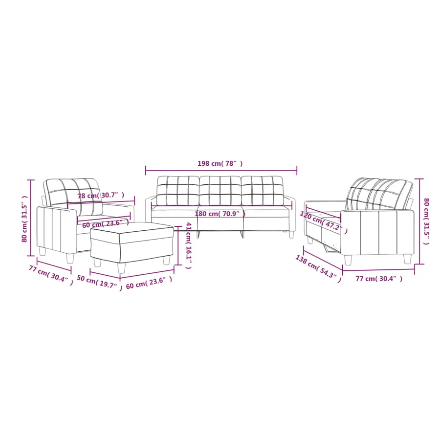 Ensemble de canapés 4 pcs avec coussins Gris Similicuir - 10
