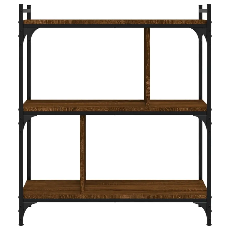 Bibliothèque 3 niveaux chêne brun 76x32x88 cm bois d'ingénierie - 3