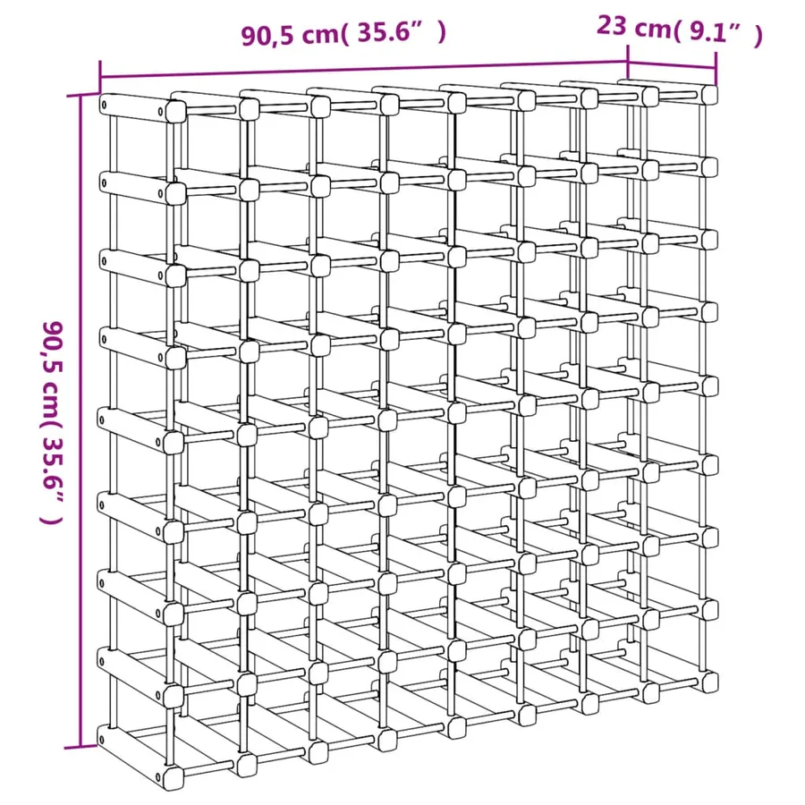 Casier à vin pour 72 bouteilles 90,5x23x90,5 cm pin massif - 8