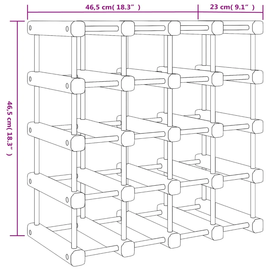 Casier à vin pour 20 bouteilles 46,5x23x46,5 cm pin massif - 8