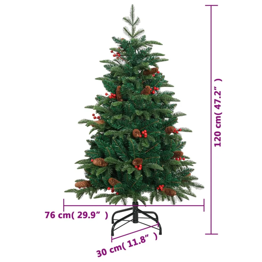 Sapin de Noël artificiel avec pommes de pin et baies 120 cm - 9