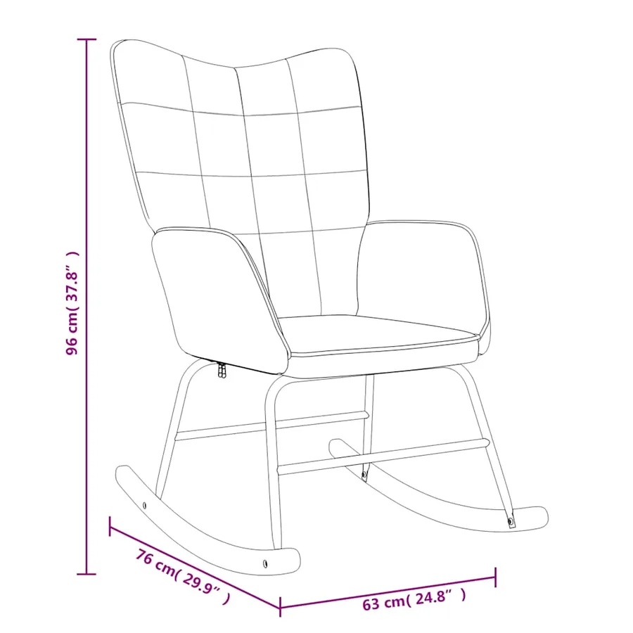 Chaise à bascule avec tabouret Noir Tissu - 11
