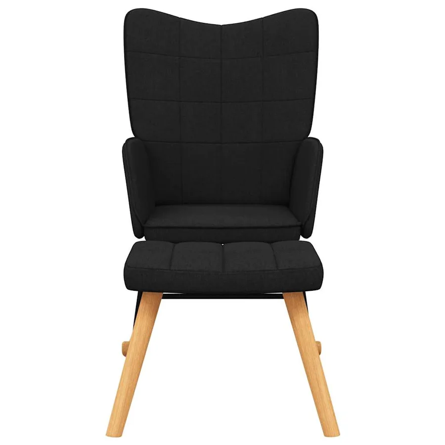 Chaise à bascule avec tabouret Noir Tissu - 3