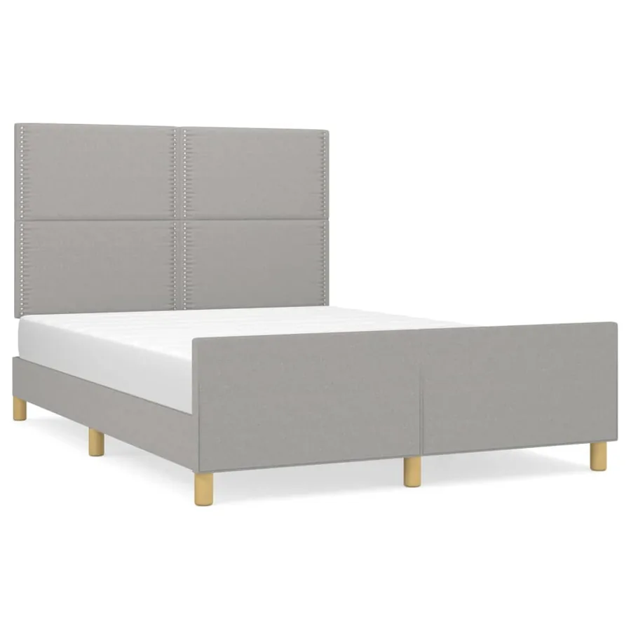 Cadre de lit sans matelas gris clair 140x190 cm tissu - 2