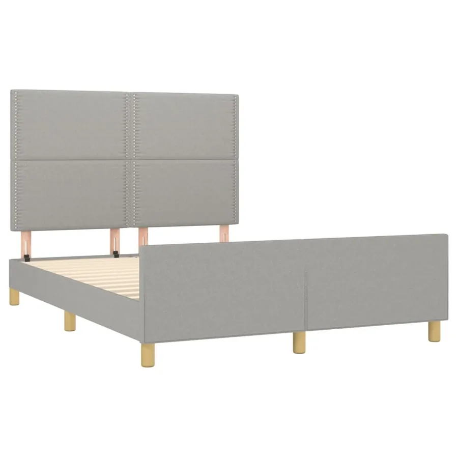 Cadre de lit sans matelas gris clair 140x190 cm tissu - 4