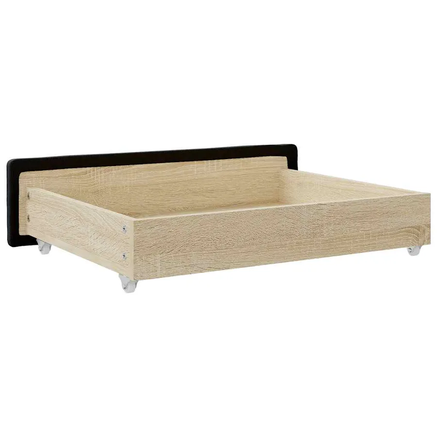 Tiroirs de lit 2 pcs noir bois d'ingénierie et similicuir - 6