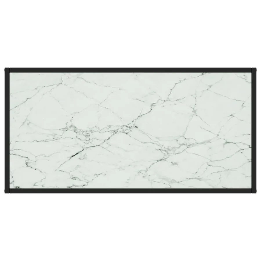 Table basse Noir avec verre marbre blanc 100x50x35 cm - 4