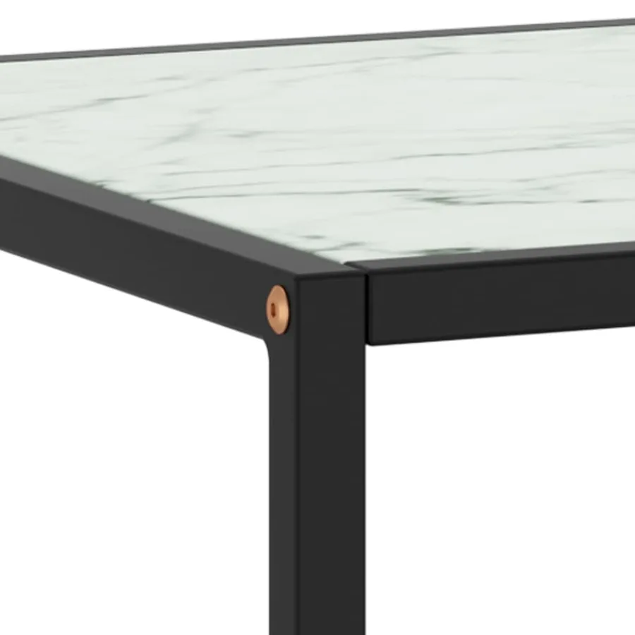 Table basse Noir avec verre marbre blanc 100x50x35 cm - 5