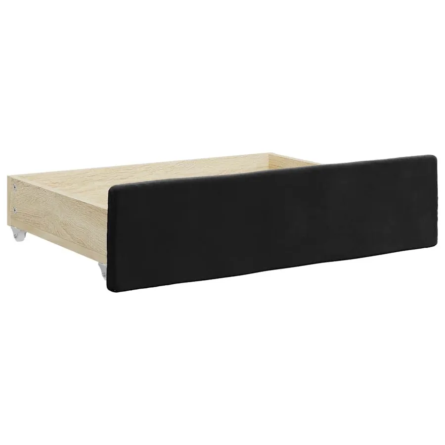Tiroirs de lit 2 pcs noir bois d'ingénierie et velours - 3