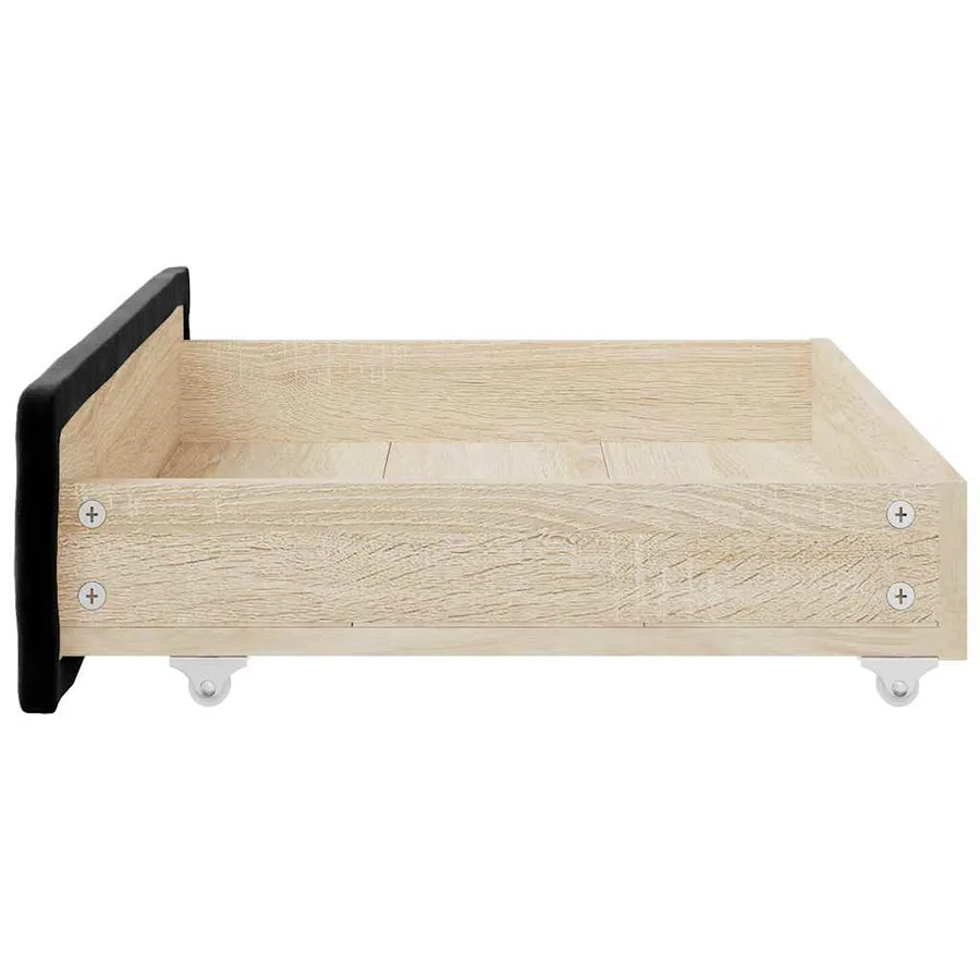 Tiroirs de lit 2 pcs noir bois d'ingénierie et velours - 5