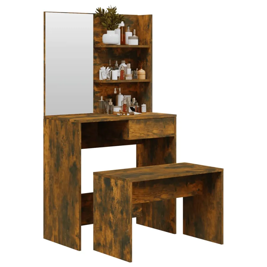 Ensemble de coiffeuse Chêne fumé 74,5x40x141 cm - 3