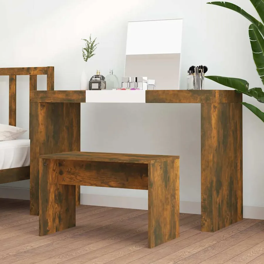 Tabouret de toilette Chêne fumé 70x35x45 cm Bois d'ingénierie - 3