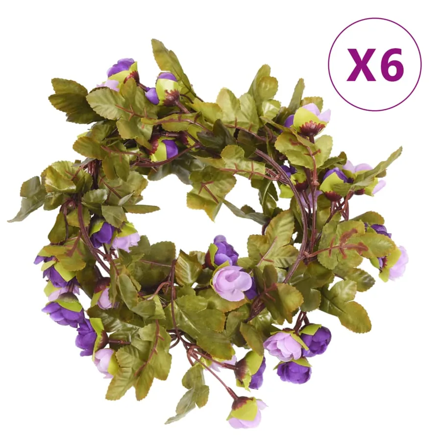 Guirlandes de fleurs 6 pcs violet clair 215 cm