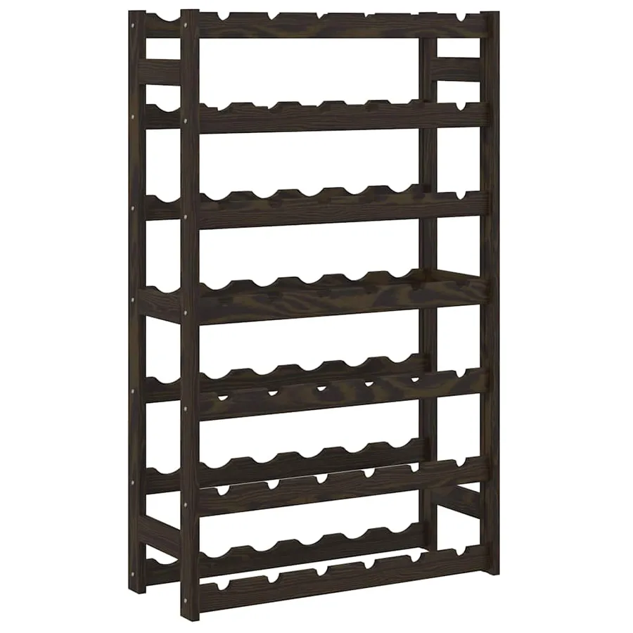 Casier à bouteilles pour 42 bouteilles noir bois pin solide - 2