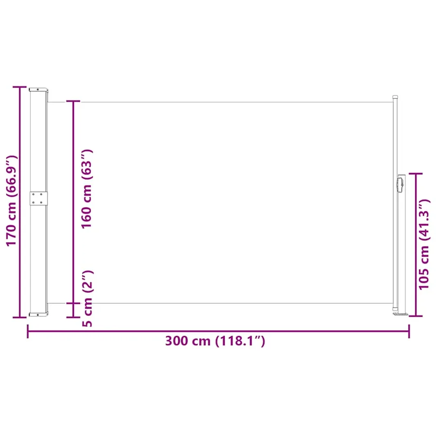Auvent latéral rétractable de patio 170x300 cm Bleu - 14