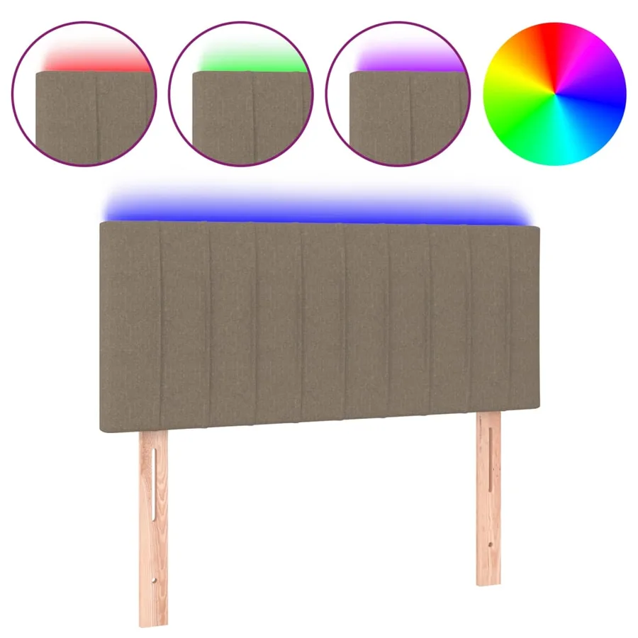 Tête de lit à LED Taupe 100x5x78/88 cm Tissu - 2