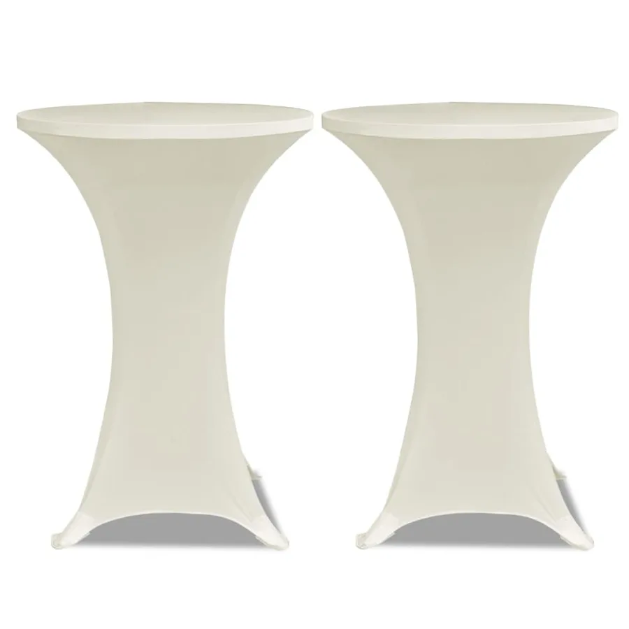 Housse de table Ø 70 cm Crème extensible 2 pcs - 2