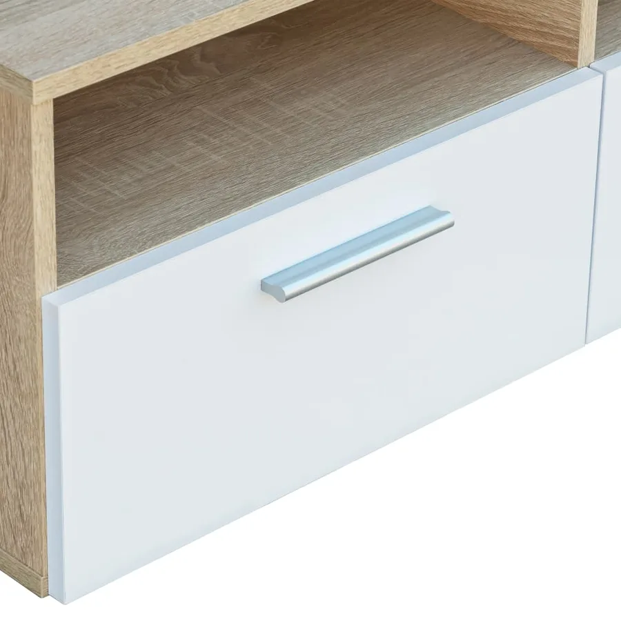 Meuble TV Bois d’ingénierie 95x35x36 cm Chêne et blanc - 4
