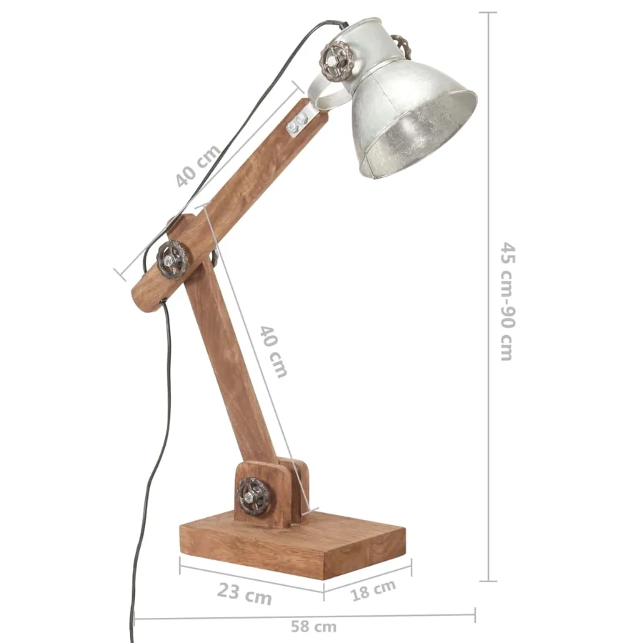 Lampe de bureau industrielle Argenté Rond 58x18x90 cm E27 - 11