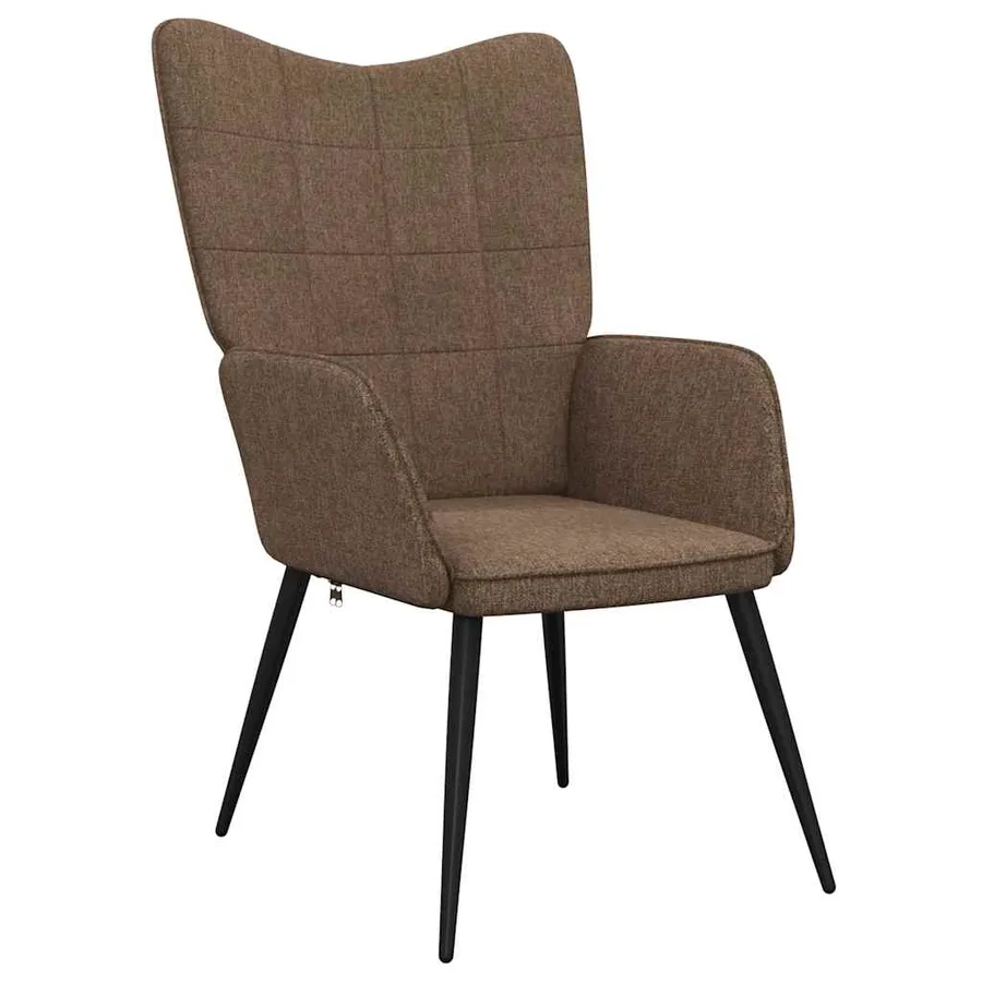 Chaise de relaxation avec tabouret Marron Tissu - 7